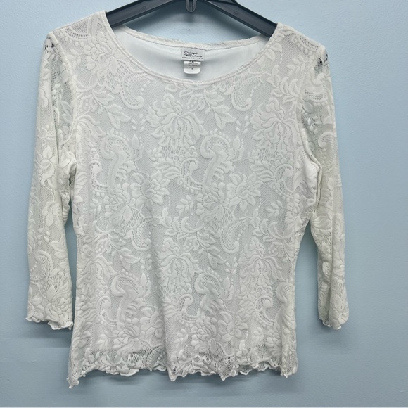 Giorgio Fiorlini white lace top size Medium - Picture 1 of 8